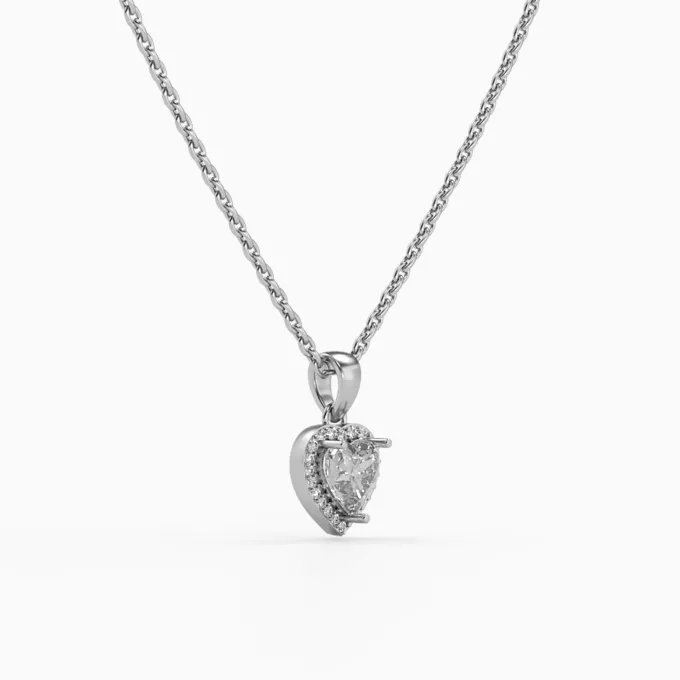 Silver Fancy Heart Pendant With Link Chain