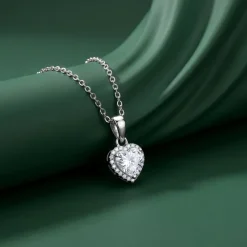 Silver Fancy Heart Pendant With Link Chain