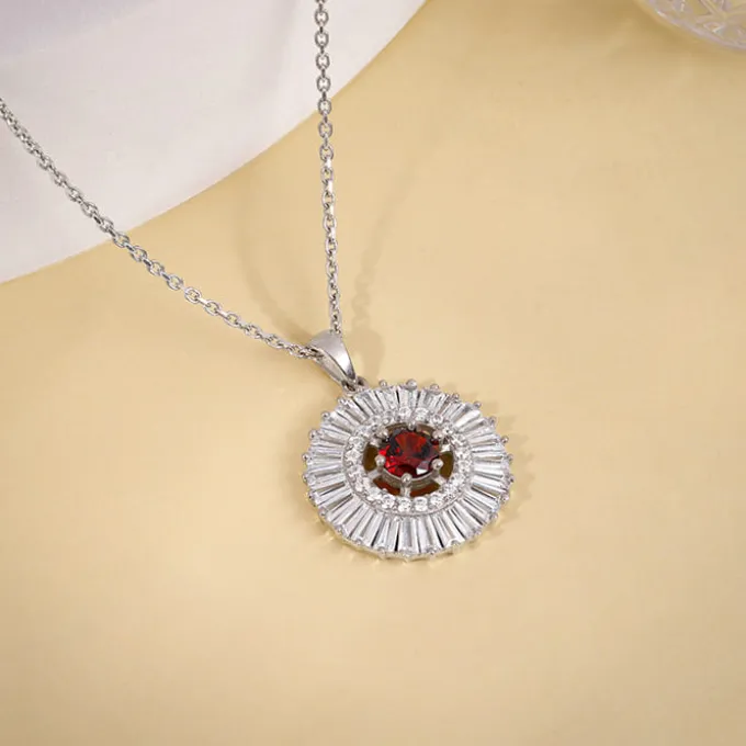 Silver Fleur Pendant With Link Chain