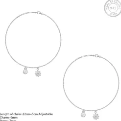 Silver Floral Charm Anklet