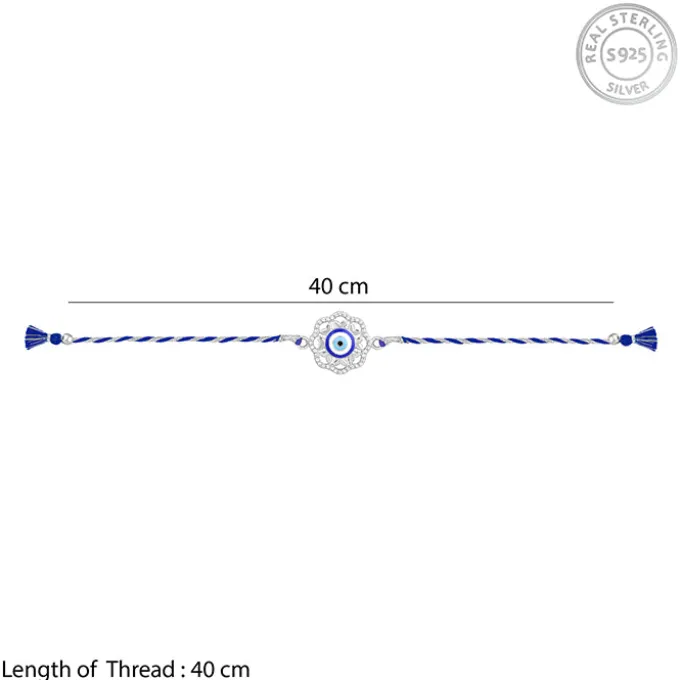 Silver Floral Evil Eye Rakhi