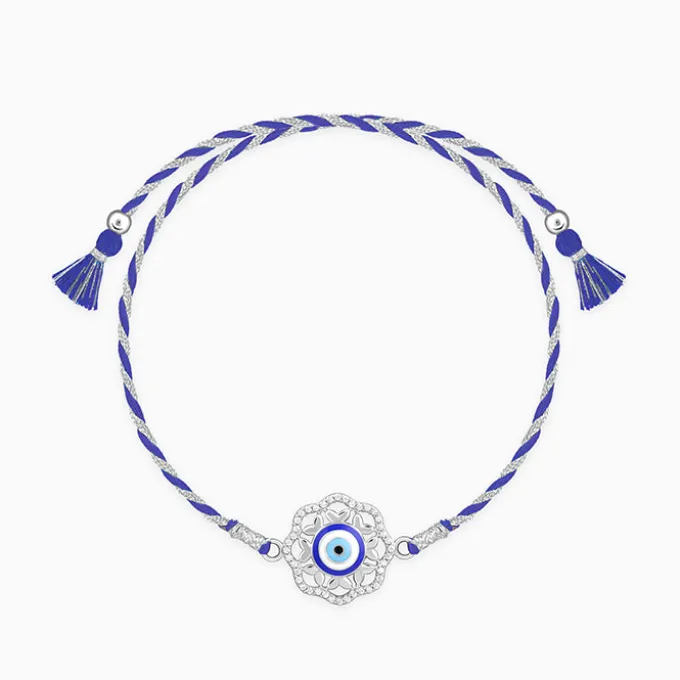 Silver Floral Evil Eye Rakhi