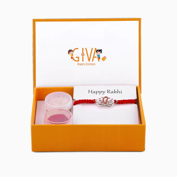 Silver Floral Gajanana Rakhi