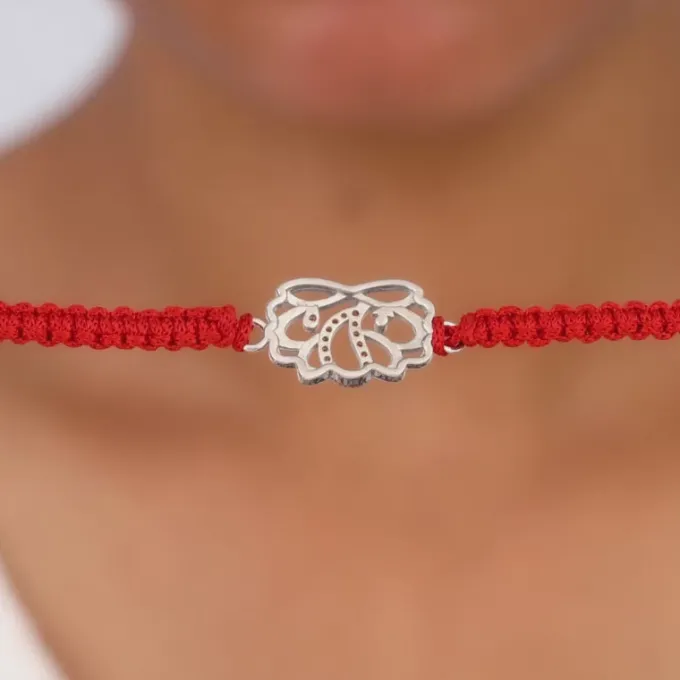 Silver Floral Gajanana Rakhi