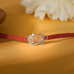 Silver Floral Gajanana Rakhi