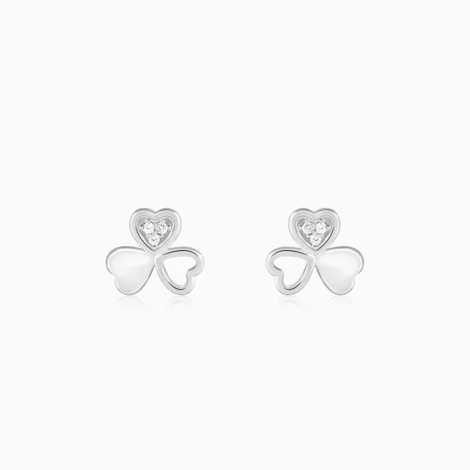 Silver Floral Hearts Earrings