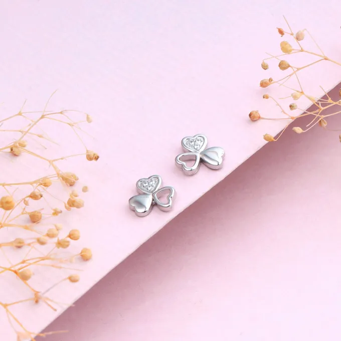 Silver Floral Hearts Earrings