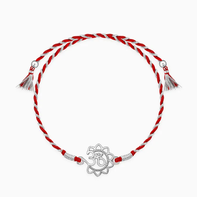 Silver Floral Om Rakhi