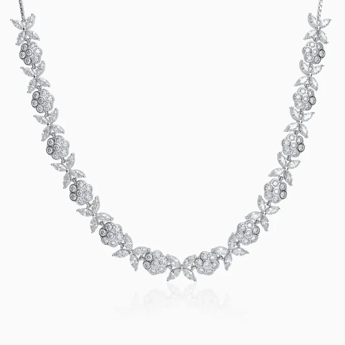 Silver Floral Shine Choker Necklace
