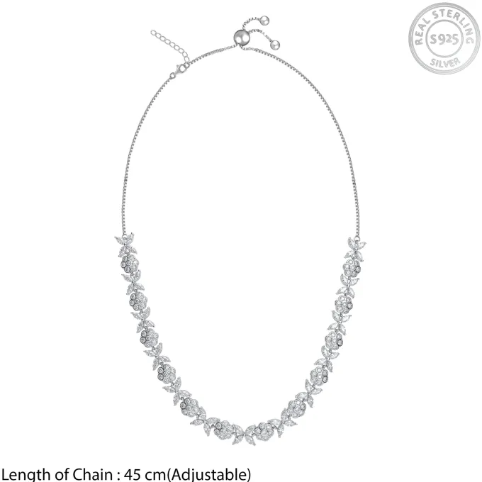 Silver Floral Shine Choker Necklace