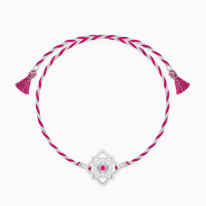 Silver Floral Sparkle Rakhi