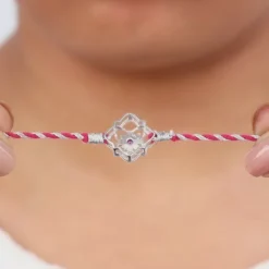 Silver Floral Sparkle Rakhi