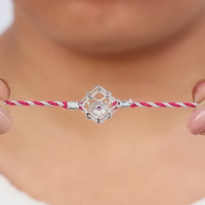 Silver Floral Sparkle Rakhi