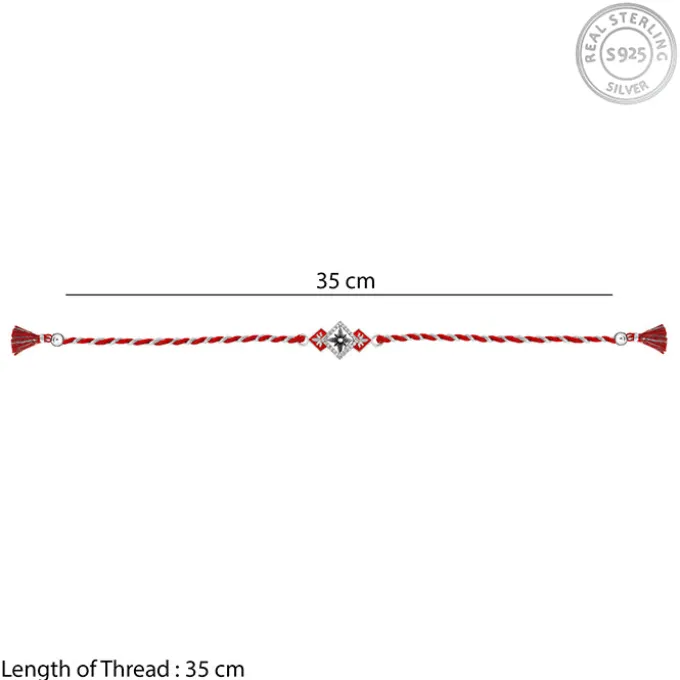 Silver Floral Square Rakhi