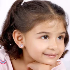 Silver Flower Fling Kids Earrings