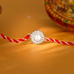 Silver Flower Pearl Rakhi