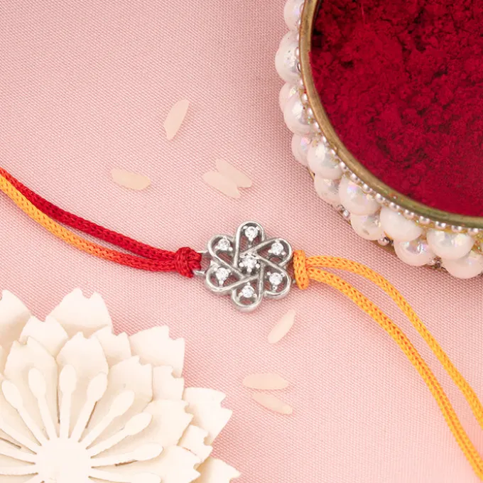 Silver Flowery Rakhi