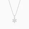 Silver Flowery Snowflake Pendant With Link Chain