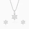 Silver Flowery Snowflake Pendant Set