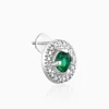 Silver Forest Green Shining Halo Studs