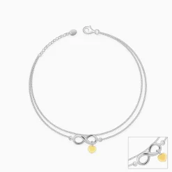 Silver Forever Heart Layered Anklet
