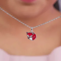 Silver Foxy Kids Pendant with Link Chain