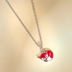 Silver Foxy Kids Pendant with Link Chain