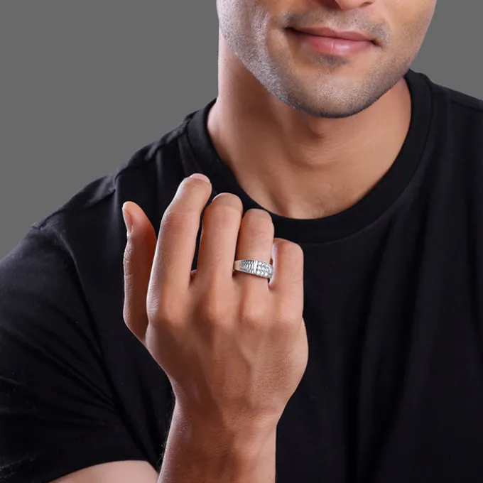 Silver Fuego Ring For Him
