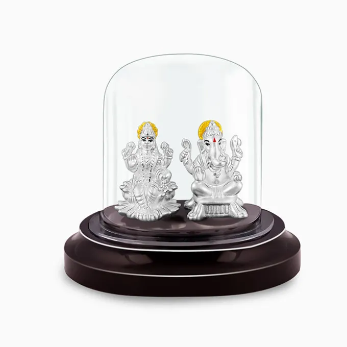 Silver Ganesh Lakshmi Idol