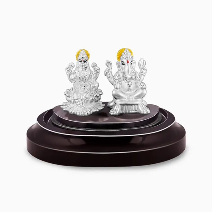 Silver Ganesh Lakshmi Idol