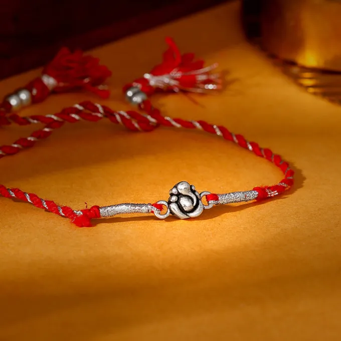 Silver Ganpati Motif Rakhi