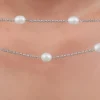 Silver Gene Pearl Layered Bracelet