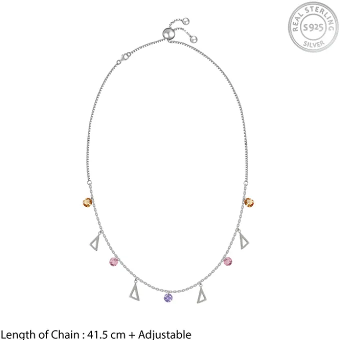 Silver Geometric Charm Choker Necklace