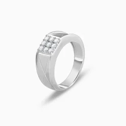 Silver Geometric Glimmer Ring For Him