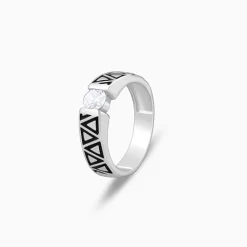 Silver Geometric Majesty Ring For Him