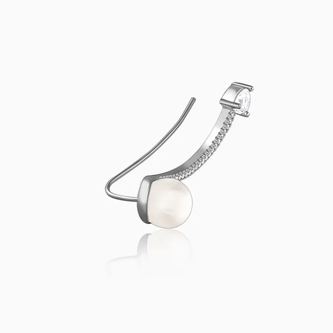 Silver Gina Pearl Climber Earrings