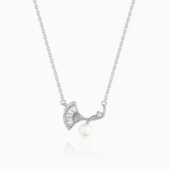Silver Ginkgo Leaf Necklace