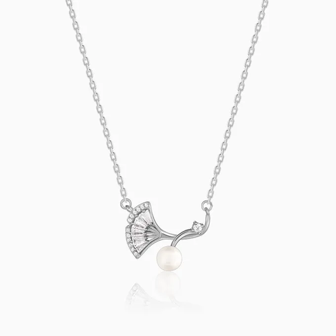 Silver Ginkgo Leaf Necklace