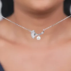 Silver Ginkgo Leaf Necklace