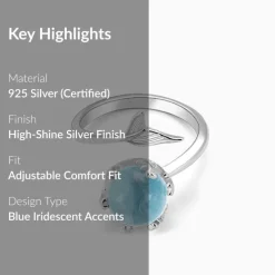 Silver Gleaming Blue Fish Tail Ring