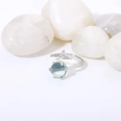 Silver Gleaming Blue Fish Tail Ring