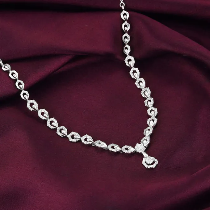 Silver Glittering Hexagon Necklace