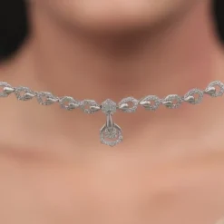 Silver Glittering Hexagon Necklace