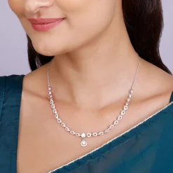 Silver Glittering Hexagon Necklace