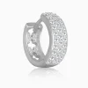 Silver Glittering Huggies Earrings