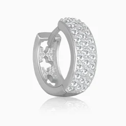 Silver Glittering Huggies Earrings