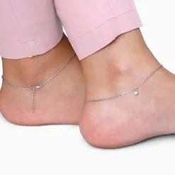 Silver Glow Linked Chain Anklet