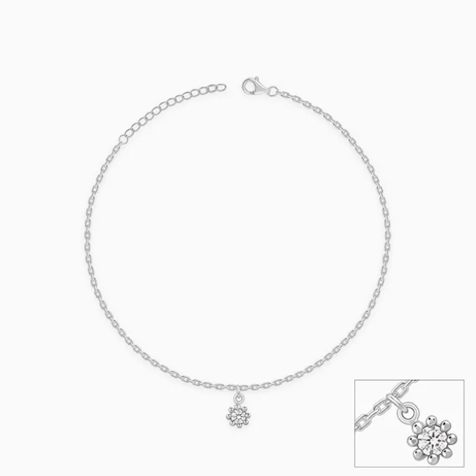 Silver Glow Linked Chain Anklet