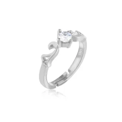 Silver Glowing in Love Couple Rings
