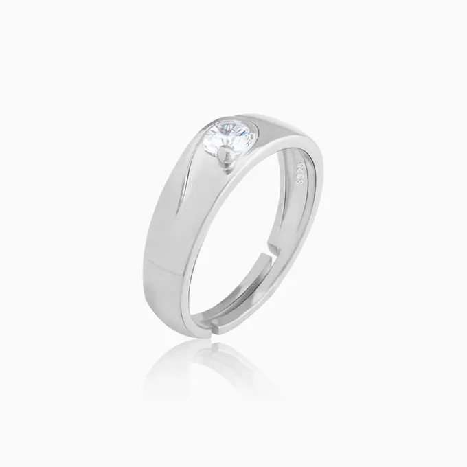 Silver Glowing in Love Couple Rings